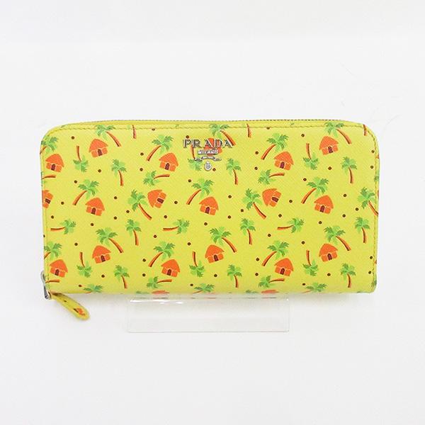 PRADA(プラダ) ラウンドファスナー長財布 黄色 イエロー サフィアーノ