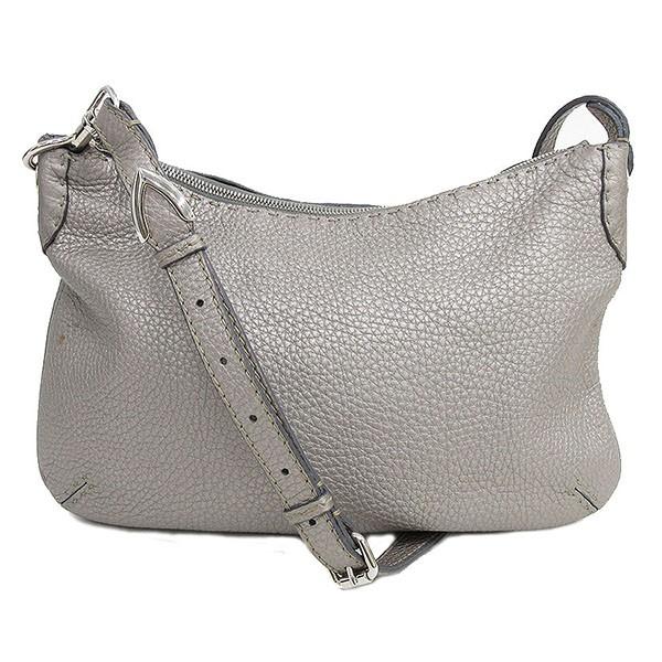 Fendi フェンディ セレリア ロングショルダーバッグ 斜め掛け 限定特価 中古 ブランドバッグ Netshop レザー グレー