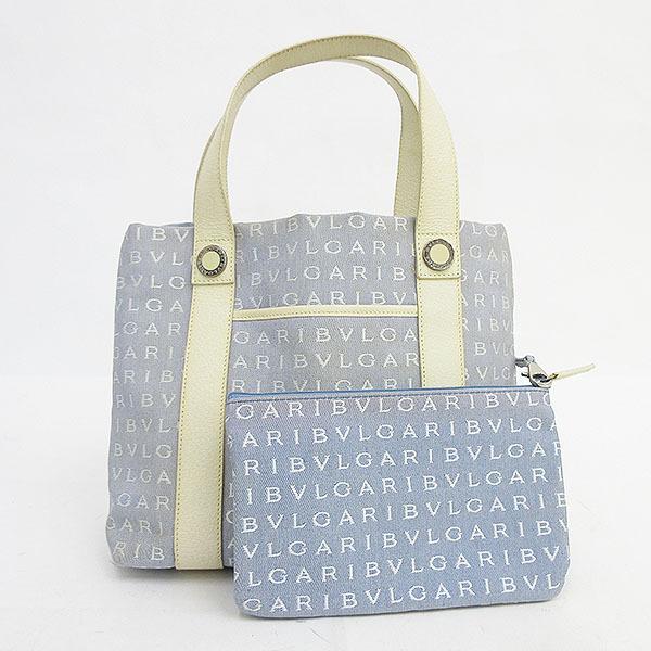 Bvlgari ブルガリ ロゴマニア トート バッグ ポーチ付 水色 ブルー ブランドバッグ 中古 Netshop 1 とーたる 通販 Yahoo ショッピング