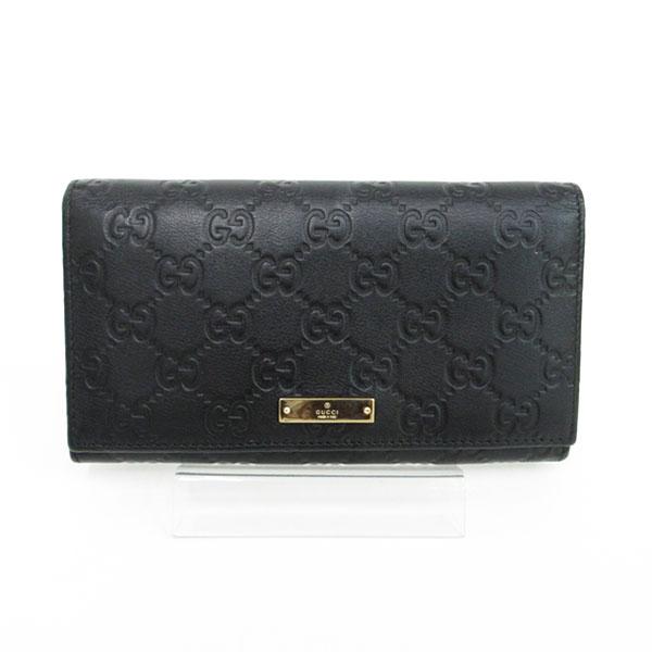 GUCCI(グッチ) シマ 長財布 244946 黒 ブラック レザー 【ブランド財布