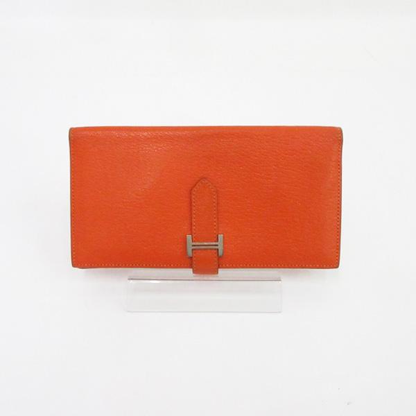 HERMES(エルメス) ベアン スフレ 2つ折り 長財布 T刻 オレンジ