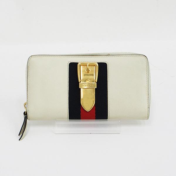 GUCCI(グッチ) シルヴィ ラウンドファスナー 長財布 476083 白