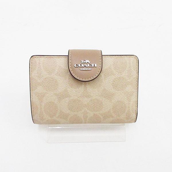 COACH(コーチ) シグネチャー ミディアムジップ財布 CW786 ベージュ PVC