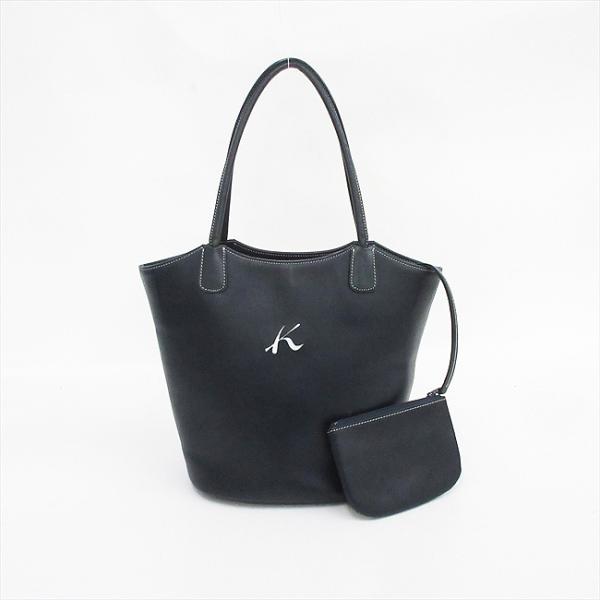 ✨未使用級✨完売品 キタムラ トートバッグ ネイビー ロゴ刺繍 A4収納可能 Kitamura(キタムラ ) トートバッグ ポーチ付き 紺 ネイビー レザー