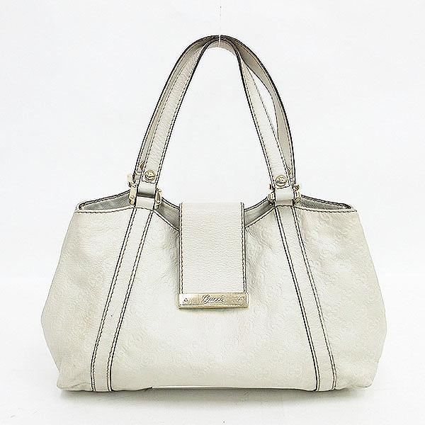 GUCCI(グッチ) シマ トートバッグ 211937 白 ホワイト ベージュ  