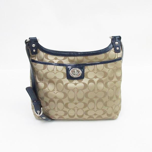美品✨COACH コーチ キャンバス ショルダーバッグ シグネチャー ネイビー COACH(コーチ) シグネチャー ロングショルダーバッグ 斜め掛け F19259