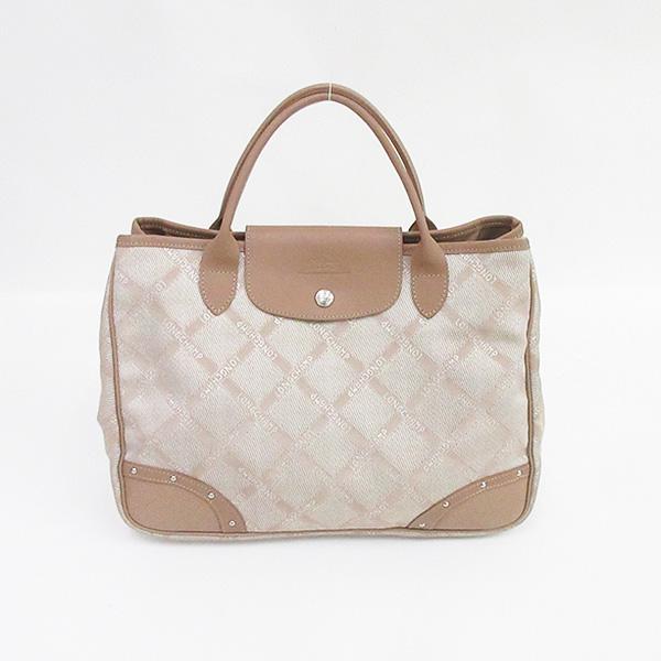 LONGCHAMP ハンドバッグ レザー ベージュ ロンシャン　レディースバッグ LONGCHAMP(ロンシャン) ハンドバッグ ベージュ キャンバス×レザー