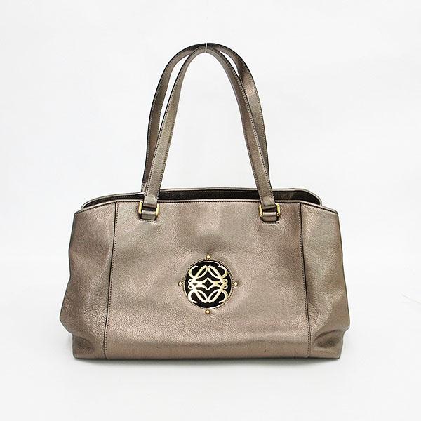 LOEWE(ロエベ) ロゴ トートバッグ/ハンドバッグ ブロンズ レザー 