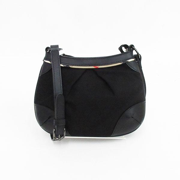 美品 OLD Burberry/レザー ショルダーバッグ ポシェット　ブラック BURBERRY(バーバリー) ショルダーバッグ ポシェット 黒 ブラック