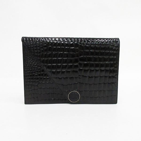 Yves Saint Laurent(イヴサンローラン) クロコ型押しレザー クラッチ 