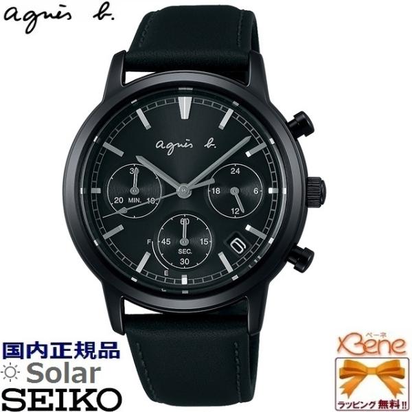 【稼働品】 agnes b アニエスベー ソーラー クロノグラフ 黒文字盤 agnes b.（アニエスベー） アニエスフェア ポイント12倍♪ メンズ