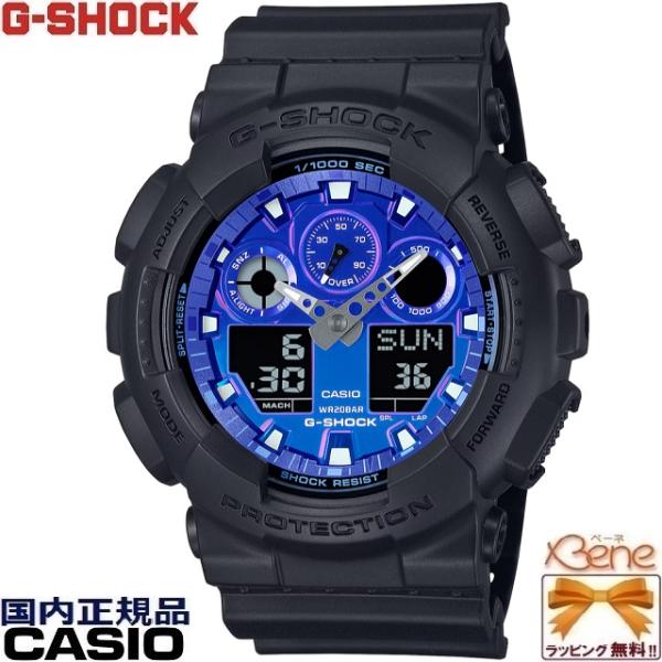 '24-11 正規新品 [THE FLAME INSIDE:BLUE] ビッグケース クオーツ CASIO G-SHOCK ブラック ブルー グラデーション GA-100FL-1AJF