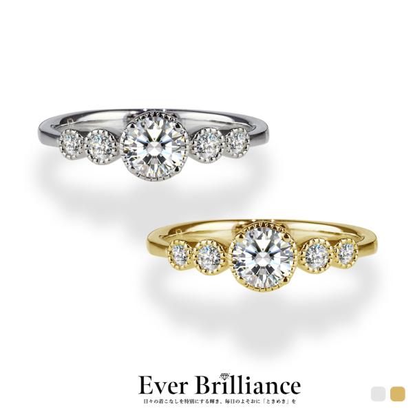 5ストーン ミルグレン リング EVER BRILLIANCEカットジルコニア 指輪