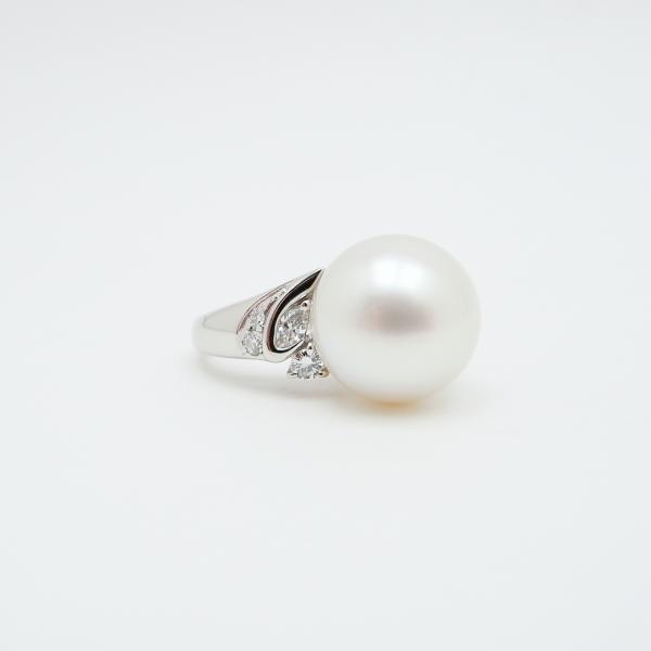 白蝶真珠 ダイヤモンド リング 12.8mm 0.35ct 12号 Pt900 新品仕上げ Sランク