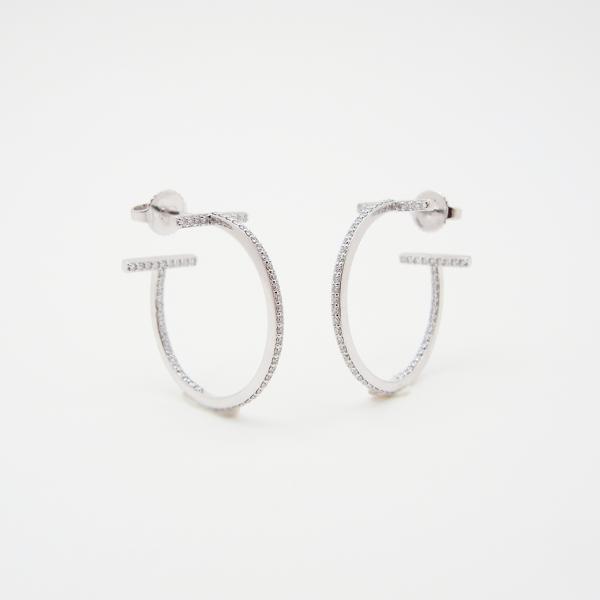 Tiffany&Co フープピアス Tiffany T ティファニー ダイヤモンド フープ ピアス ミディアム 0.41
