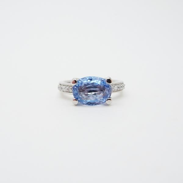 スリランカ産 非加熱サファイア ダイヤモンド リング 11号 3.45ct