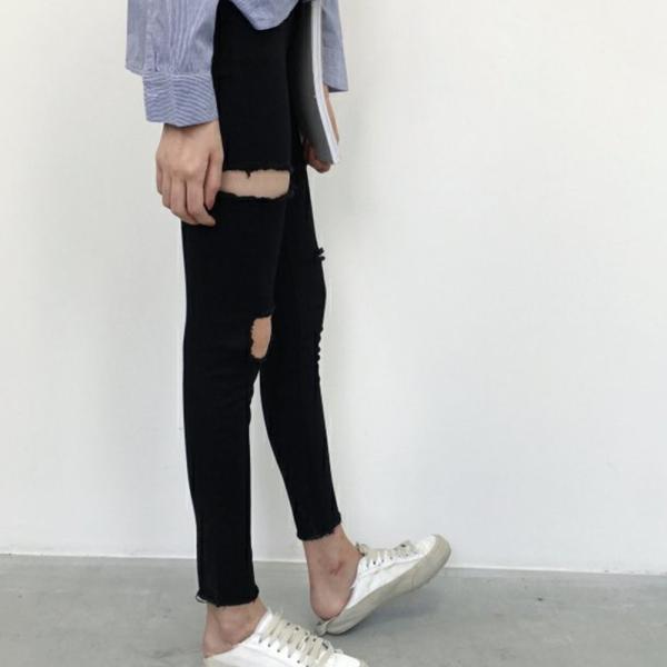 ダメージジーンズ レディース スキニー 黒 スキニーパンツ ブラック ダメージ スキニージーンズ デニム ブラックデニム Buyee 日本代购平台 产品购物网站大全 Buyee一站式代购 Bot Online