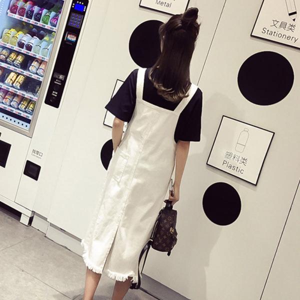 サロペット サロペットスカート デニム ホワイトデニム レディース 