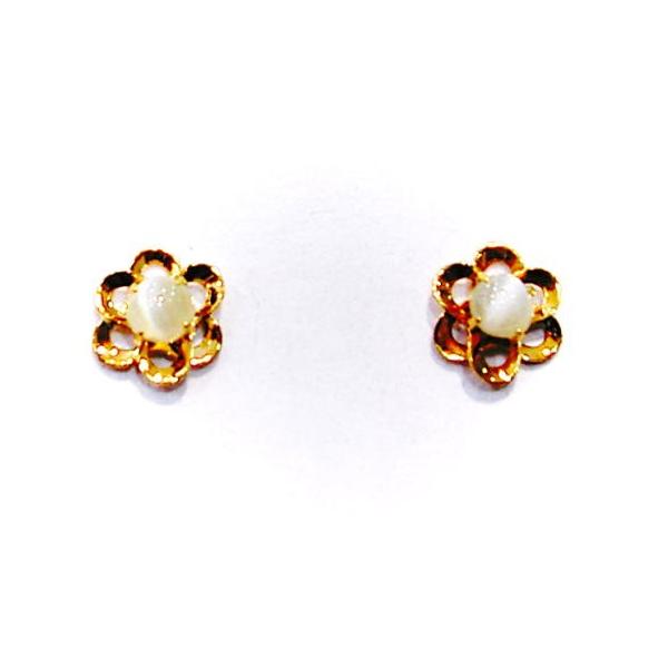 pe-3959 K18ゴールド　キャッツアイ　花ピアス