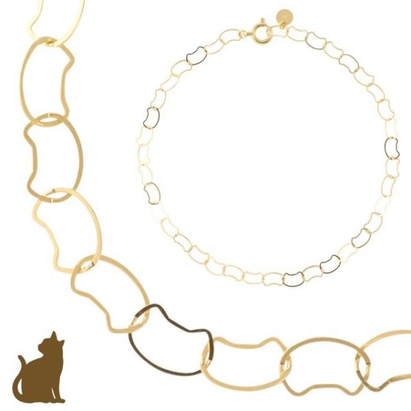 ブレスレット 10金 10k k10 レディース 猫 ネコ ねこ ゴールド チェーン イエローゴールド 華奢 シンプル 爆買い クリスマス