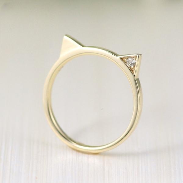 リング ピンキーリング レディース ゴールド 18金 18k K18 猫 ネコ 猫