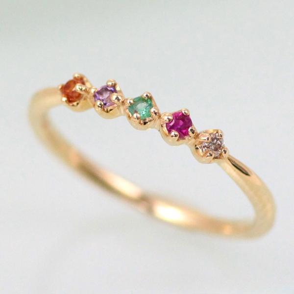 ピンキーリング リング 指輪 ゴールド ダイヤモンド ルビー エメラルド