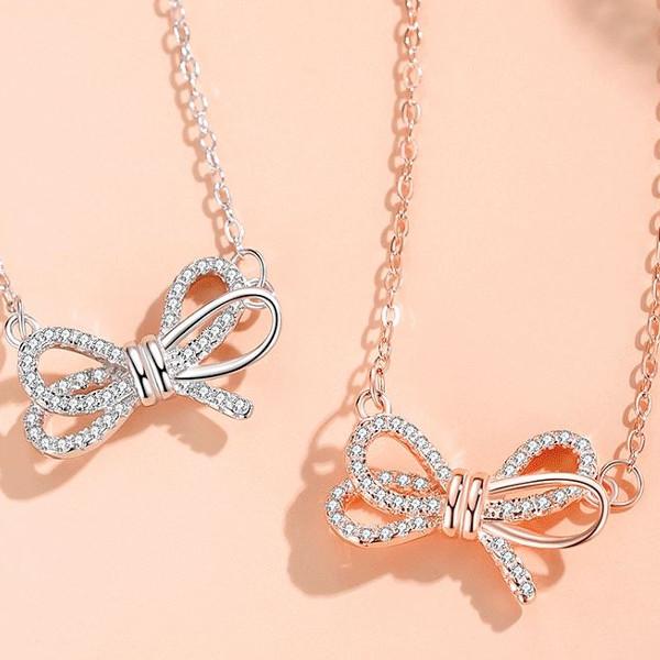 ネックレス 高級 シルバー925 リボン 可愛い上品 誕生日 記念日