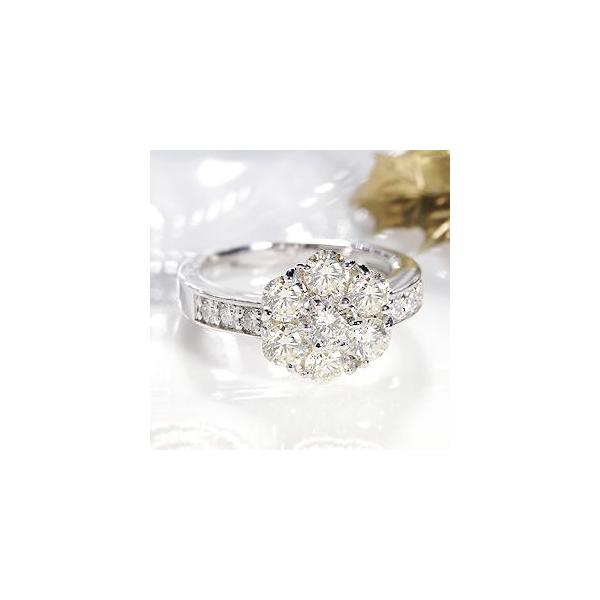 pt900 プラチナ リング ダイヤモンド フラワー 花 大粒 誕生石 4月 SI 