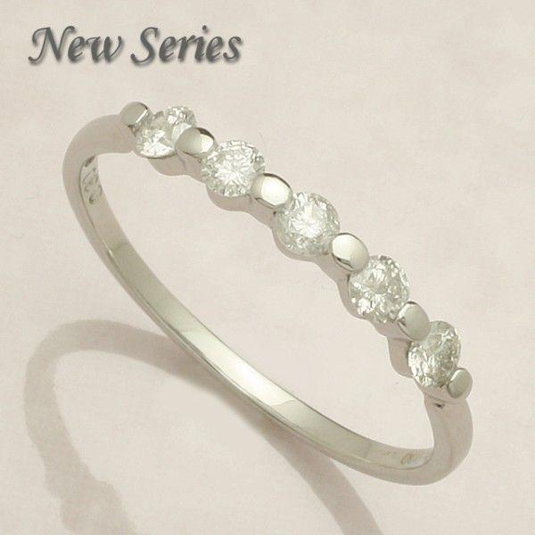 0.3ct 5石 ダイヤモンド リング K10WG 10金ホワイトゴールド 4R0144W 