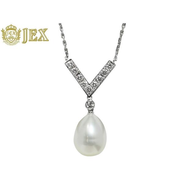 Pearl Pt900/Pt850NC 白蝶パール ダイヤモンドネックレス NO.303985 