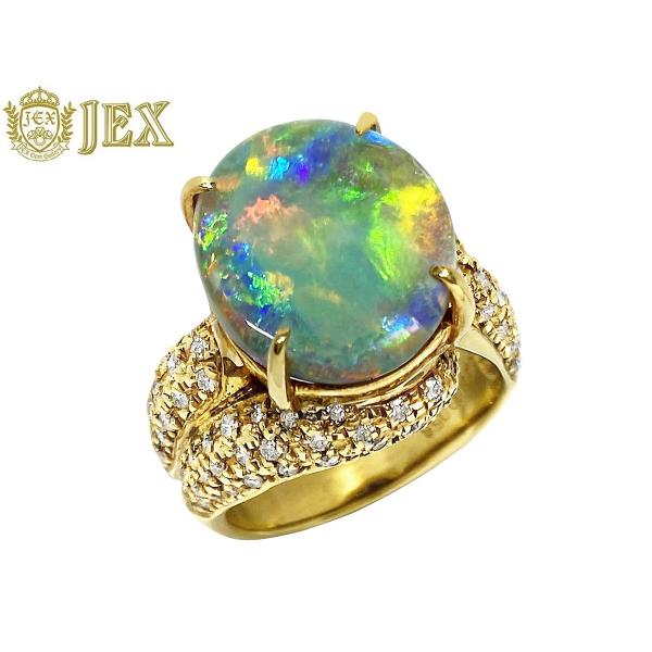 K18 印台 ブラックオパール ダイヤモンド Black Opal K18ブラックオパール ダイヤモンドリング 新品 NO.38332