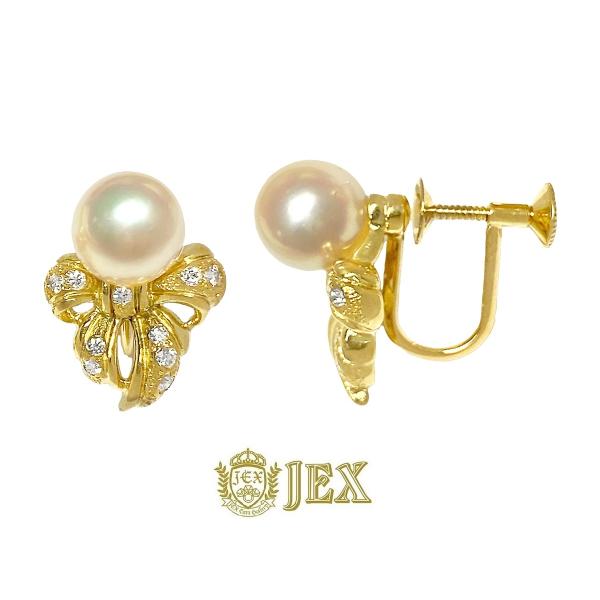 MIKIMOTO（ミキモト） K18アコヤパール ダイヤモンドイヤリング NO