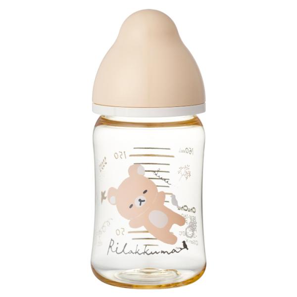 商品名：哺乳瓶 プラスチック製哺乳びん リラックマ マルチフィット 広口タイプ 160mL ●マルチフィット広口タイプ哺乳びんから かわいい「リラックマ」デザインが登場  ●新生児〜卒乳まで、全月齢対応マルチフィット乳首（特許出願中）  ●...