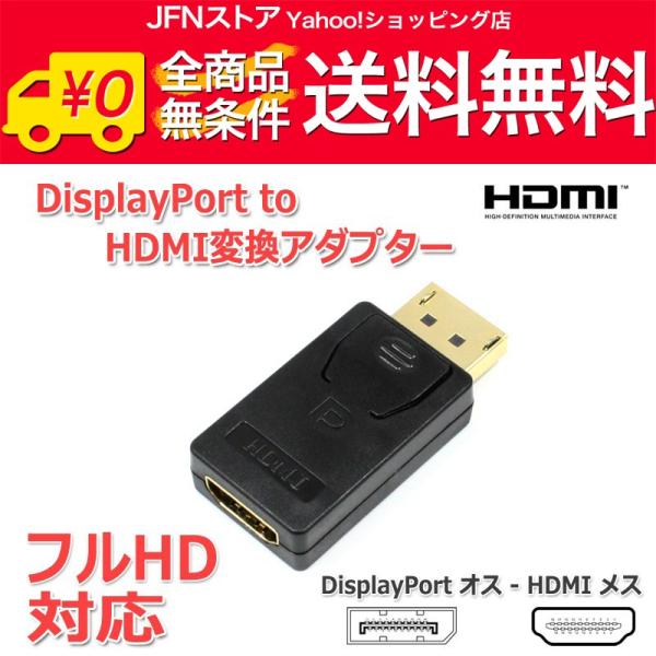 送料無料/ DisplayPort to HDMI変換アダプター フルHD対応[金メッキ]