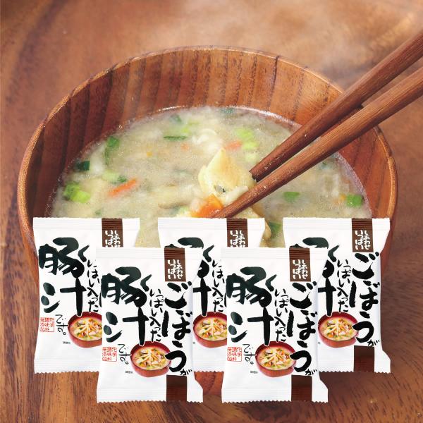 たっぷりごぼうに豚肉のコクとダシの旨味が折り重なり、何度も食べたくなる味わいです。 おかずにもなるくらいボリューム満点の豚汁です。 「おいしさの秘密ニコニコ製法」ニコニコ製法とは、「味噌」と「具材」のブロックを別々にフリーズドライする製法で...