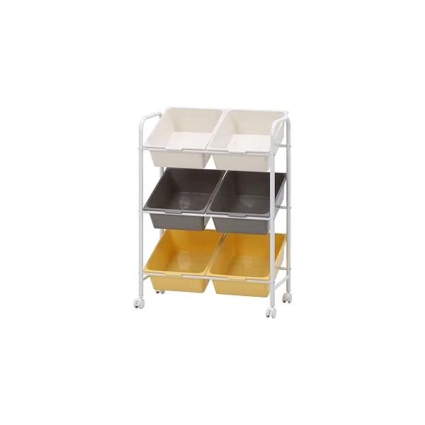 【商品名】　不二貿易 おもちゃ収納 ラック おもちゃ箱 3段 高さ86cm カラフル 6マス ストッパー付き 子供用 color 38294 【商品説明】　・サイズ:幅61×奥行36×高さ86cm・原産国：台湾・塗装：粉体塗装・素材・材質：...