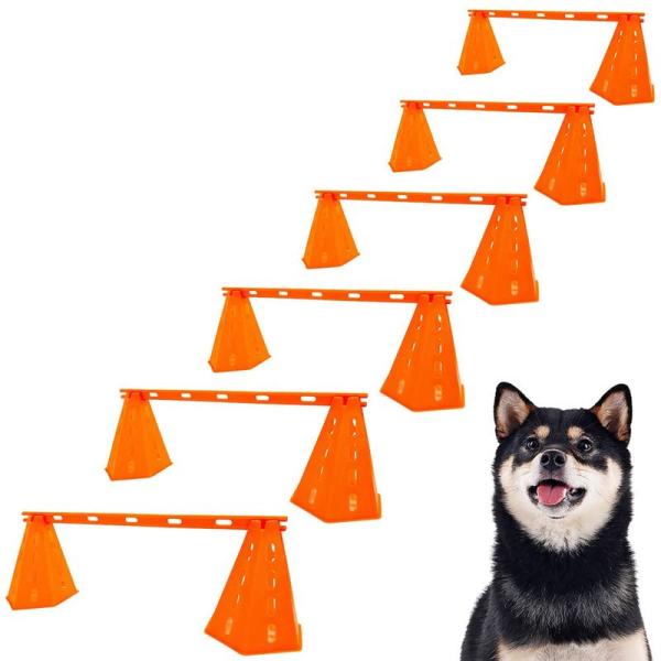 【商品名】　iimono117 犬用アジリティ ハードル セット (6セット) 高さ調整可能 ドッグ ジャンプバー トレーニング 訓練 運動器具 公園  【商品説明】　・コーン・ポールの高さは、それぞれ5段階調節が可能なので、 初めてのワン...