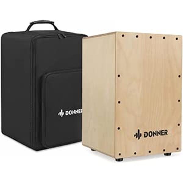 Hygge カホン 木製 ブラック/ナチュラル 収納バッグ付き Donner カホン Cajon 打楽器 木製 フルサイズ ボックスドラム