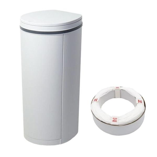 【商品名】　おむつ処理用ゴミ箱 DEO・PAIL(デオペール) 21L 専用カセット1個付 防臭 消臭 抗菌 ベビー 介護用 ライトグレー 【商品説明】　・「銀イオン素材」「防臭3層レイヤー」でニオイを徹底除去。ニオイを漏らさず使った分だけ...