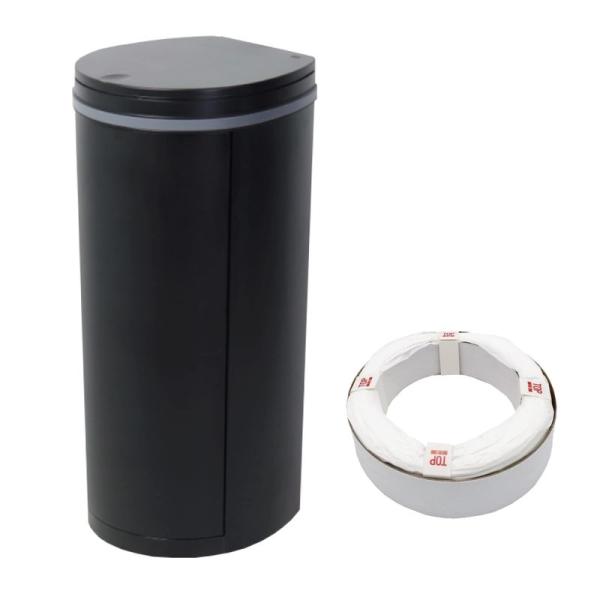 【商品名】　おむつ処理用ゴミ箱 DEO・PAIL(デオペール) 21L 専用カセット1個付 防臭 消臭 抗菌 ベビー 介護用 ブラック 【商品説明】　・「銀イオン素材」「防臭3層レイヤー」でニオイを徹底除去。ニオイを漏らさず使った分だけ捨て...