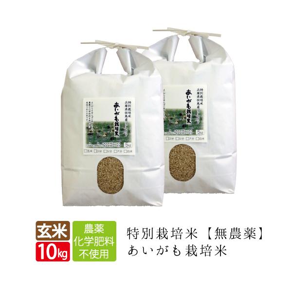 令和6年産 無農薬 無化学肥料 送料無料 玄米 10kg 5kg×2袋 あいがも米