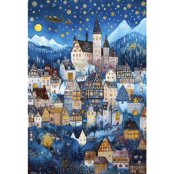 [Release date: October 10, 2025]商品名：聖なる夜の物語 〜星降る丘の夢見る村〜サイズ：49×72cm品　番：BEV-1000-128ピース数：1000メーカー：ビバリー補　足：【ジグソーパズル】【イラスト】【...