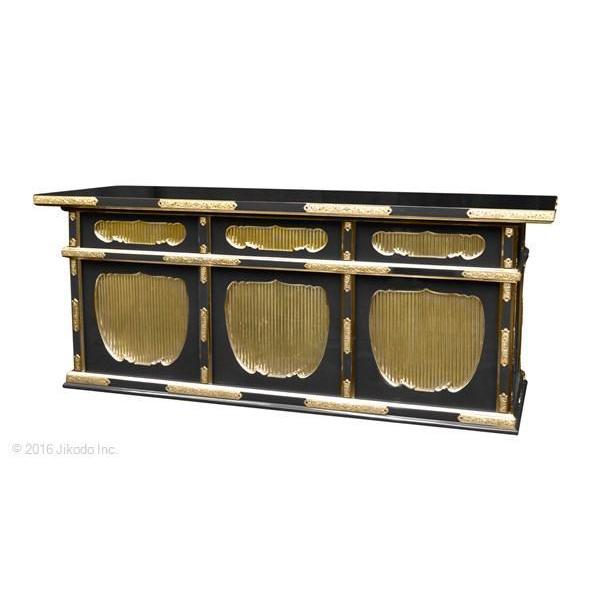 寺院仏具】幅120センチ 高級黒塗り二重向机 金具付き 安心の国産 寺院仏具】幅120センチ 高級黒塗り二重向机 金具付き 安心の国産