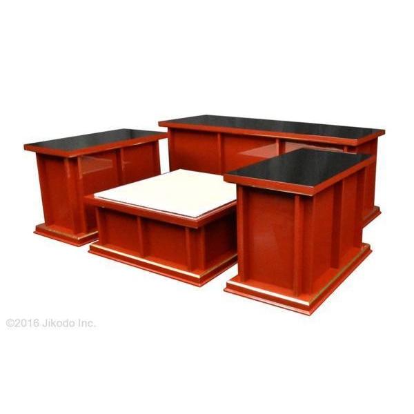 寺院仏具】朱塗り 略型3.5尺密壇(登高座)4点セット(受注生産品 寺院仏具】朱塗り 略型3.5尺密壇(登高座)4点セット(受注生産品