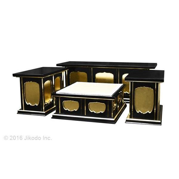 寺院仏具】黒塗り 一重3.5尺密壇(登高座)4点セット 国産木製高級 寺院仏具】黒塗り 一重3.5尺密壇(登高座)4点セット 国産木製高級