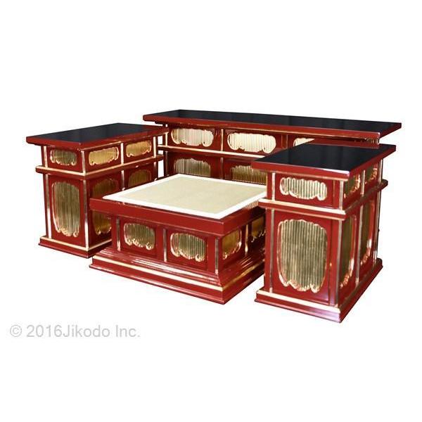 寺院仏具】朱塗り 二重3.5尺密壇(登高座)4点セット 国内自社工場 寺院仏具】朱塗り 二重3.5尺密壇(登高座)4点セット 国内自社工場