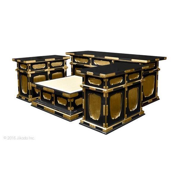寺院仏具】黒塗り 金具付き二重3.5尺密壇(登高座)4点セット 寺院仏具】黒塗り 金具付き二重3.5尺密壇(登高座)4点セット