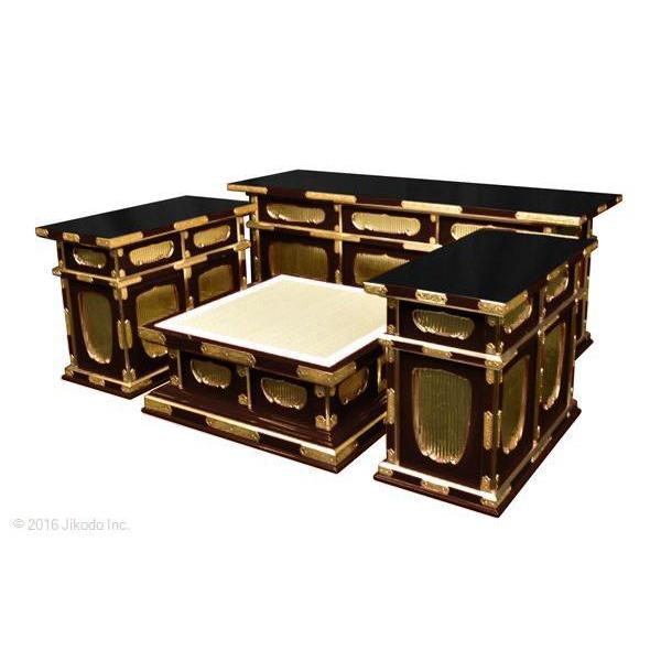 寺院仏具】潤み塗り 金具付3.5尺密壇(登高座)4点セット 国内自社 寺院仏具】潤み塗り 金具付3.5尺密壇(登高座)4点セット 国内自社