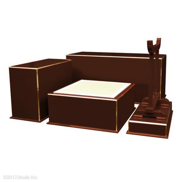 寺院仏具】朱塗り ケイ台付 二重3.5尺密壇(登高座)4点セット 寺院仏具】朱塗り ケイ台付 二重3.5尺密壇(登高座)4点セット