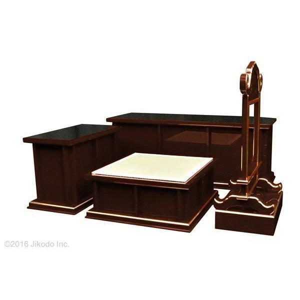 寺院仏具】潤み塗り 磬台(ケイ台)付略型3.5尺密壇(登高座)4点 寺院仏具】潤み塗り 磬台(ケイ台)付略型3.5尺密壇(登高座)4点